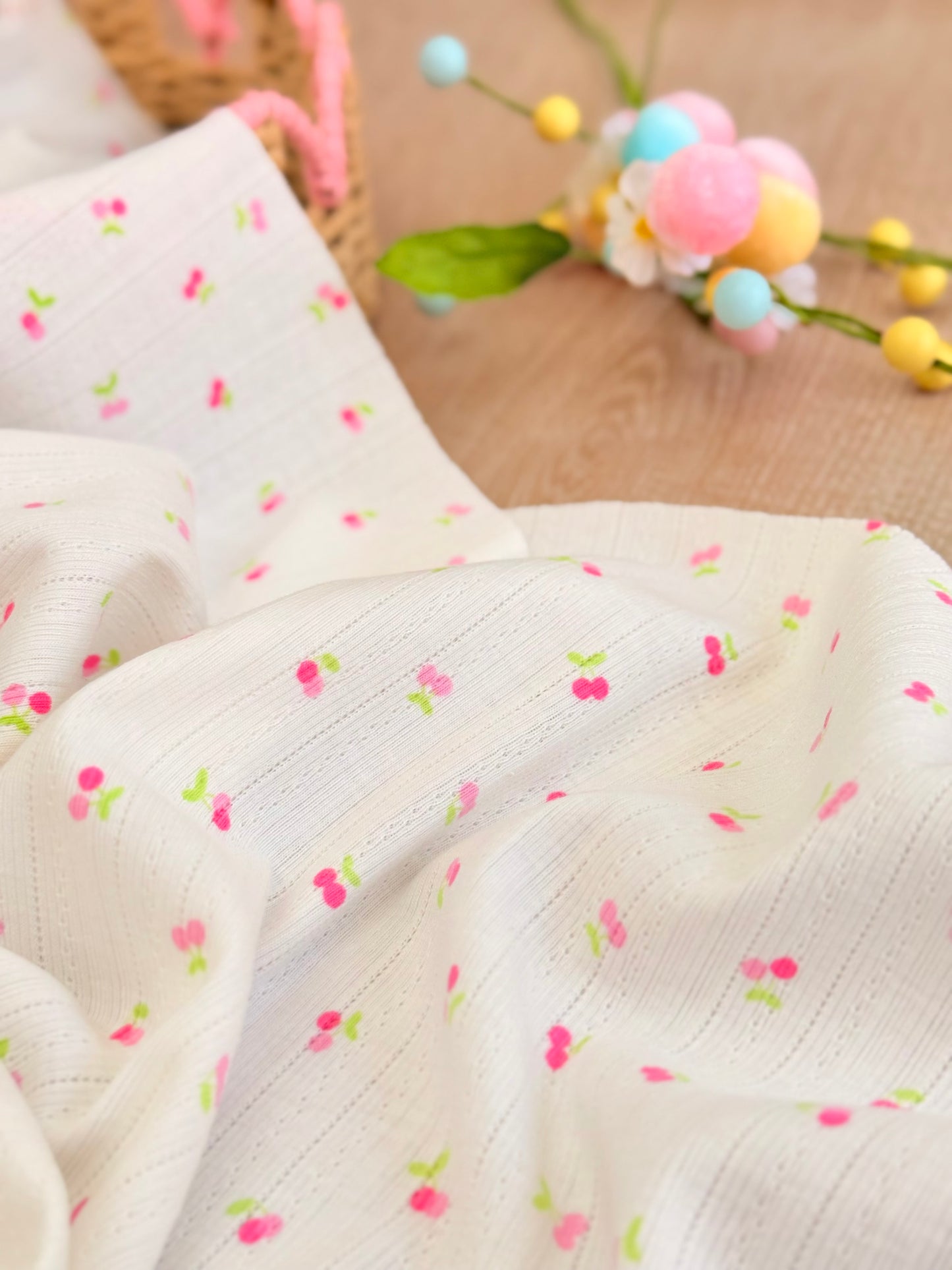 Printed Cotton Jersey Sweet Cherries