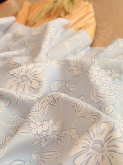 Printed Linen Slub Porcelain Garden