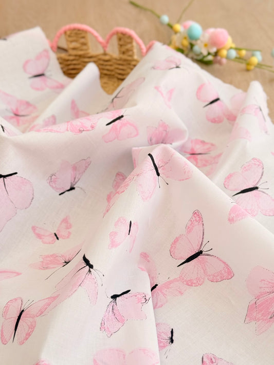 Printed Cotton Blush Butterflies