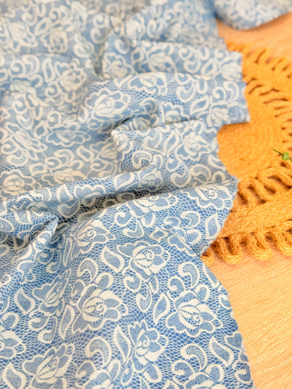 Printed Denim Blue Lace Garden