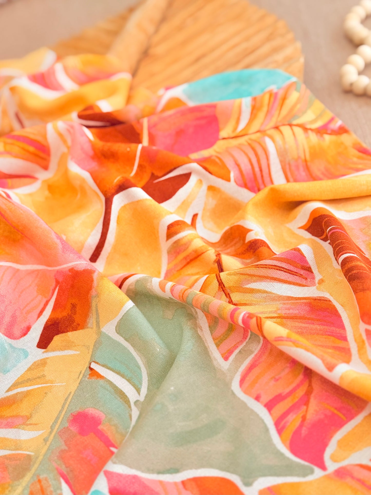Printed Linen Flame Palms