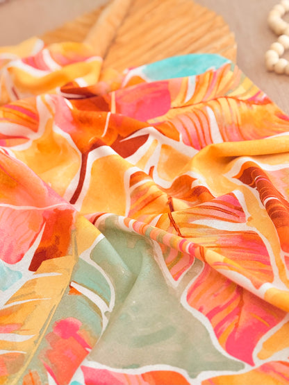 Printed Linen Flame Palms