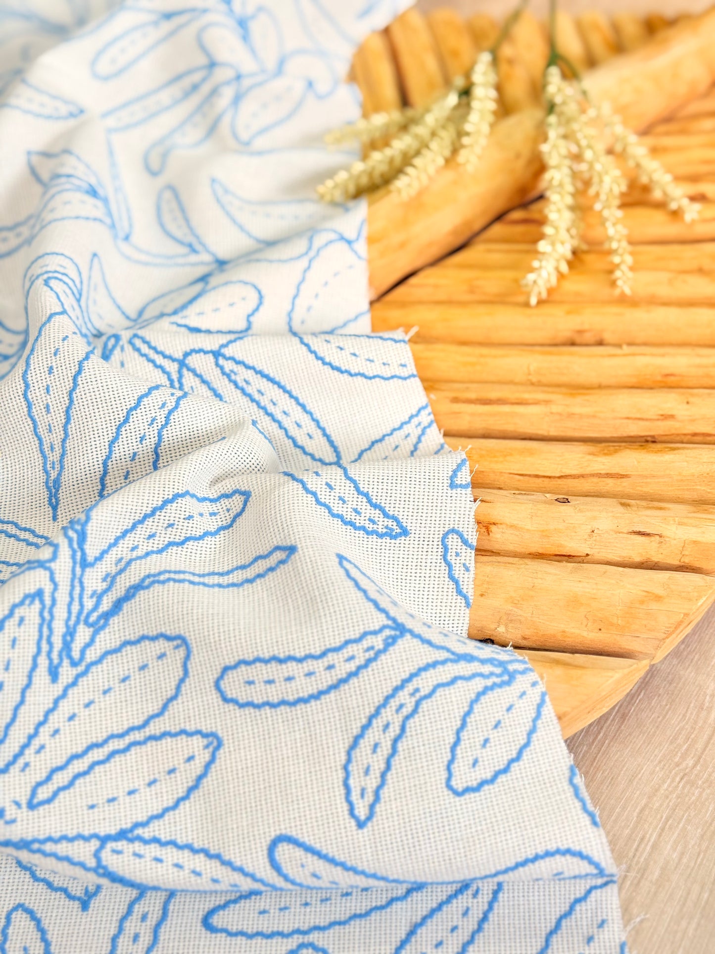 Artisanal Printed Linen Quiet Embroidery