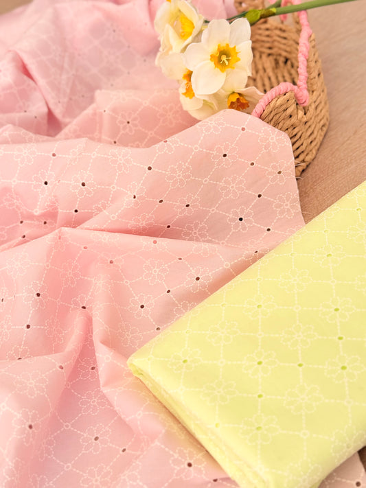 Printed Holl Out Cotton Petal Lattice