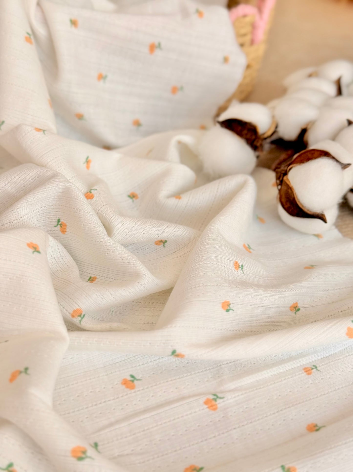 Printed Cotton Jersey Tiny Roses