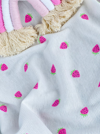 Printed Waffle Fabric Strawberry