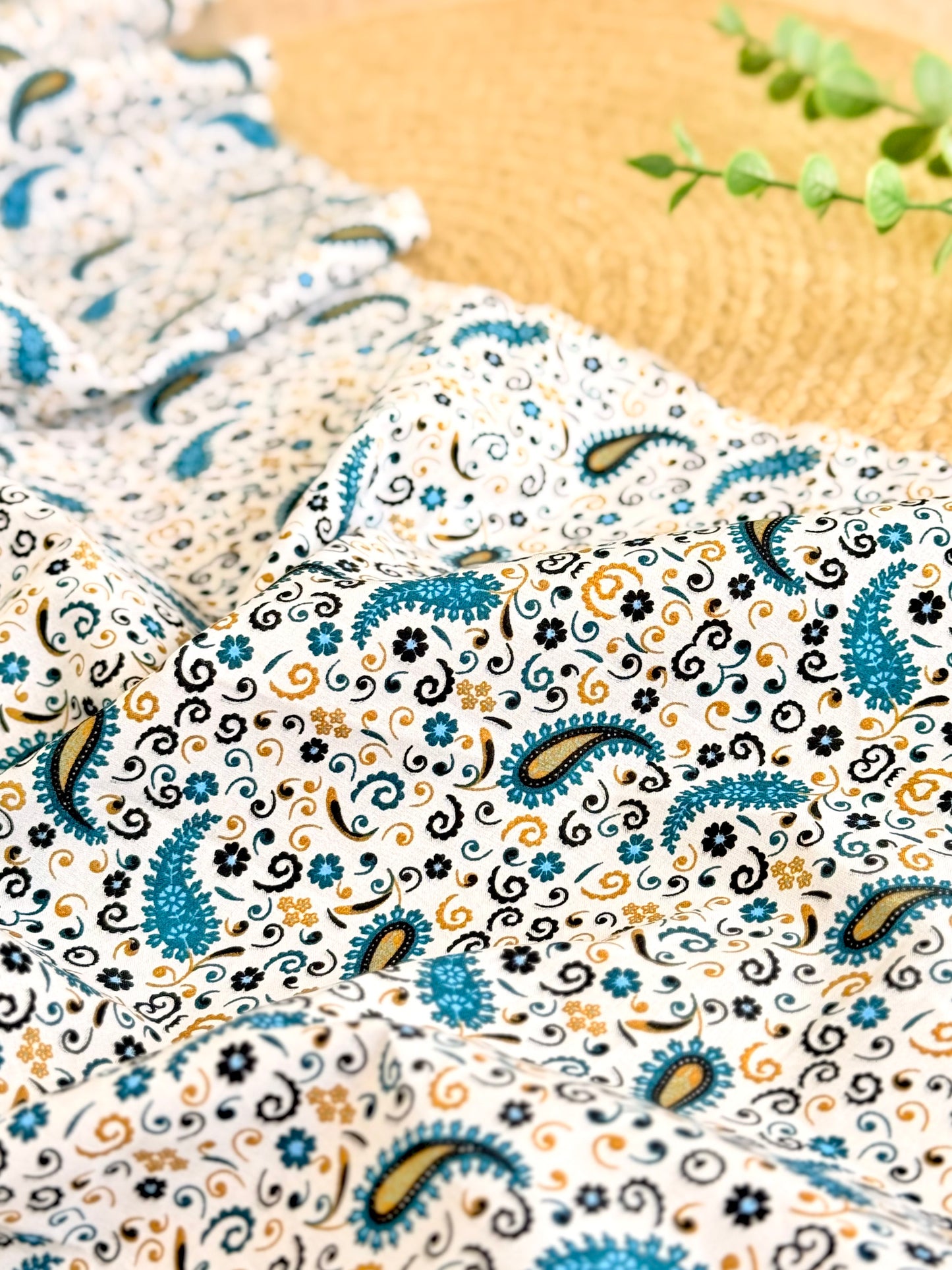 Printed Cotton Azure Paisley