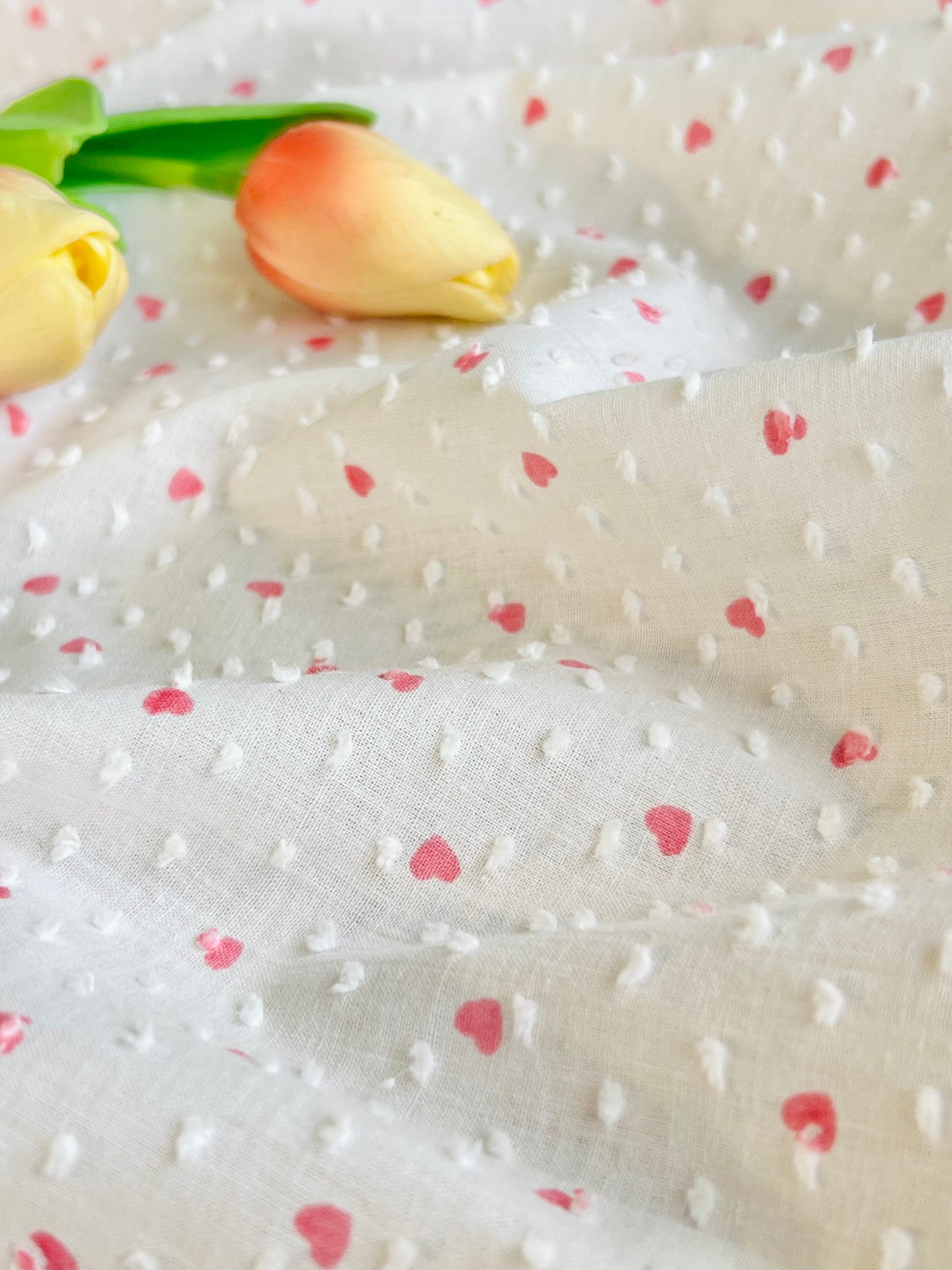 Printed Plumeti Cotton Hearts