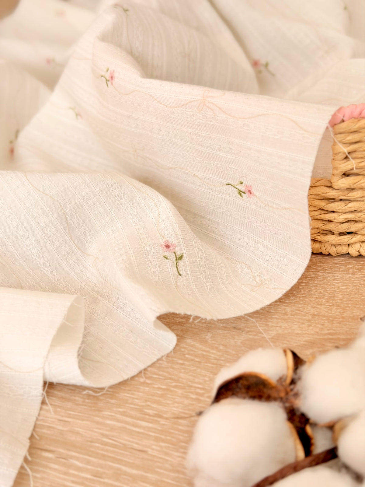 Embroidered Cotton Blush Garden