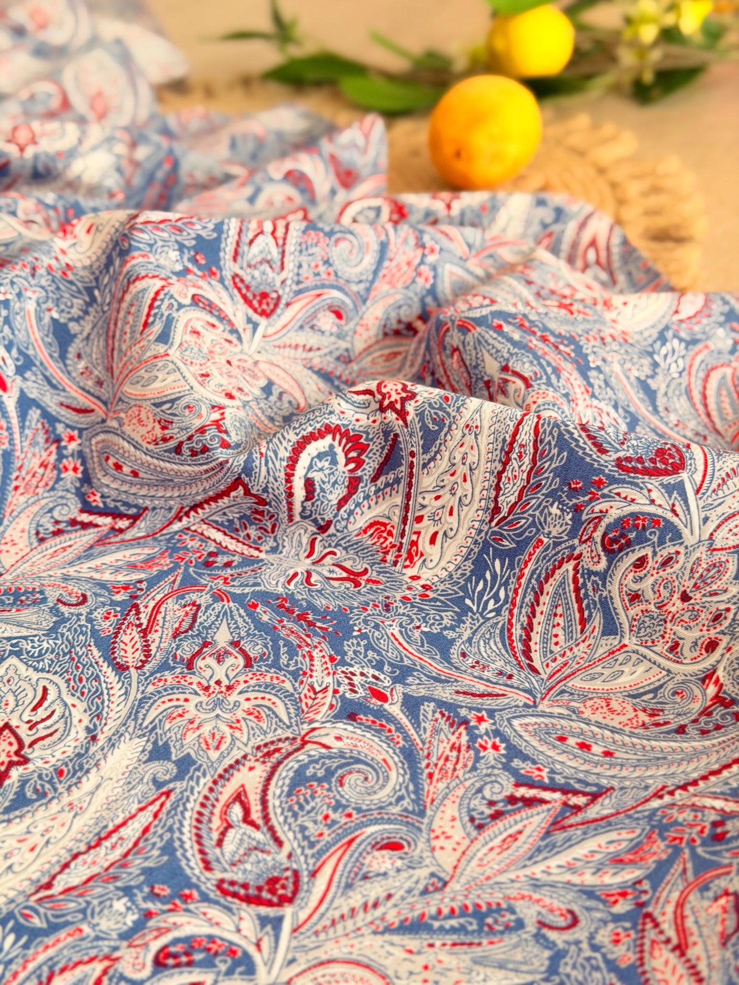 Printed Cotton Blue Paisley