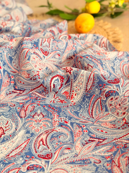 Printed Cotton Blue Paisley