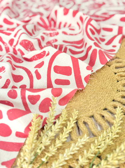 Printed Linen Slub Natural Shapes