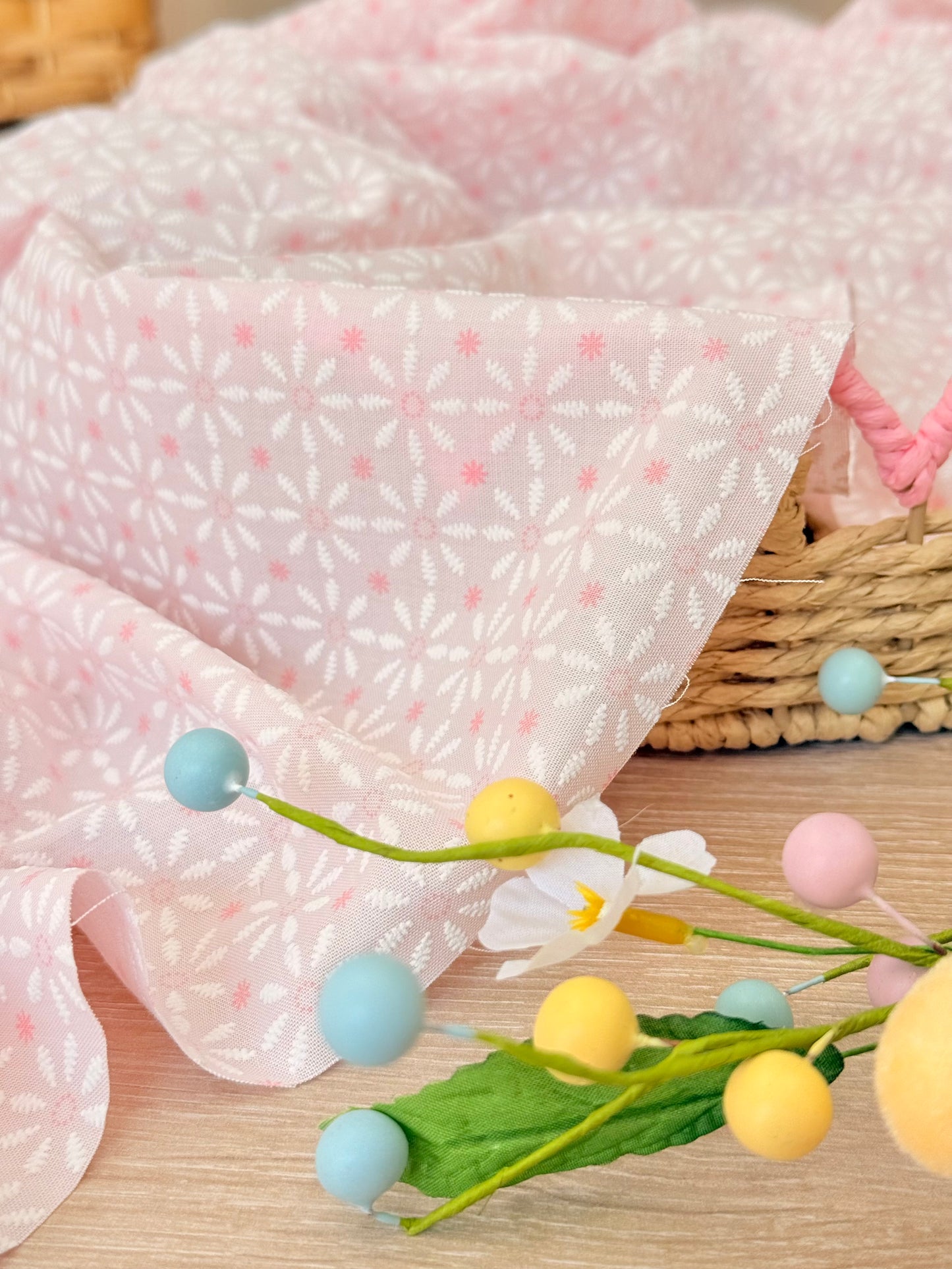 Puff Printed Cotton Blossom Grid