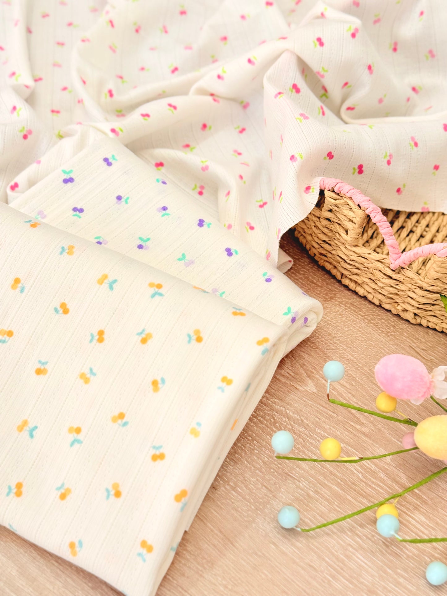 Printed Cotton Jersey Sweet Cherries