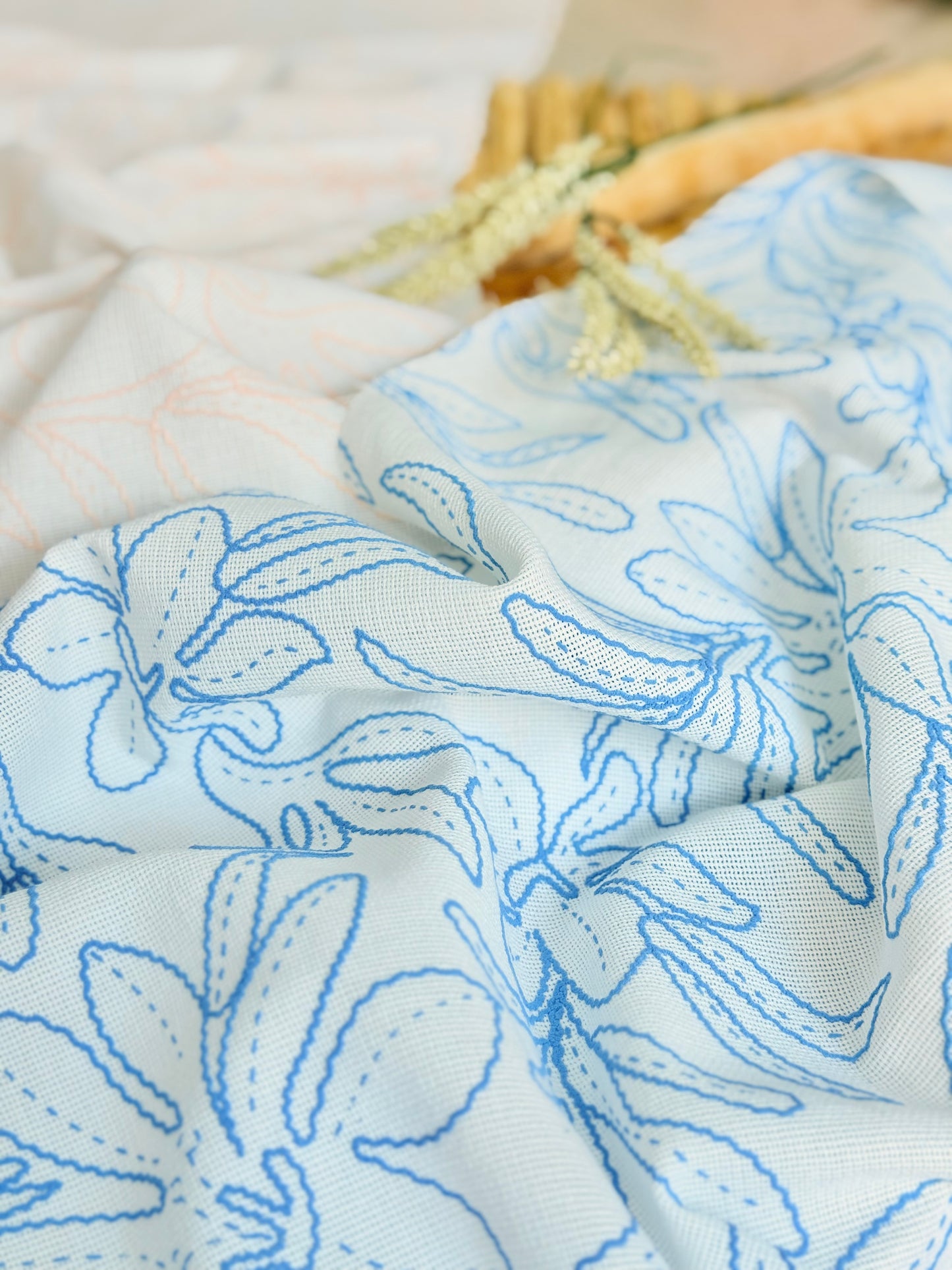 Artisanal Printed Linen Quiet Embroidery
