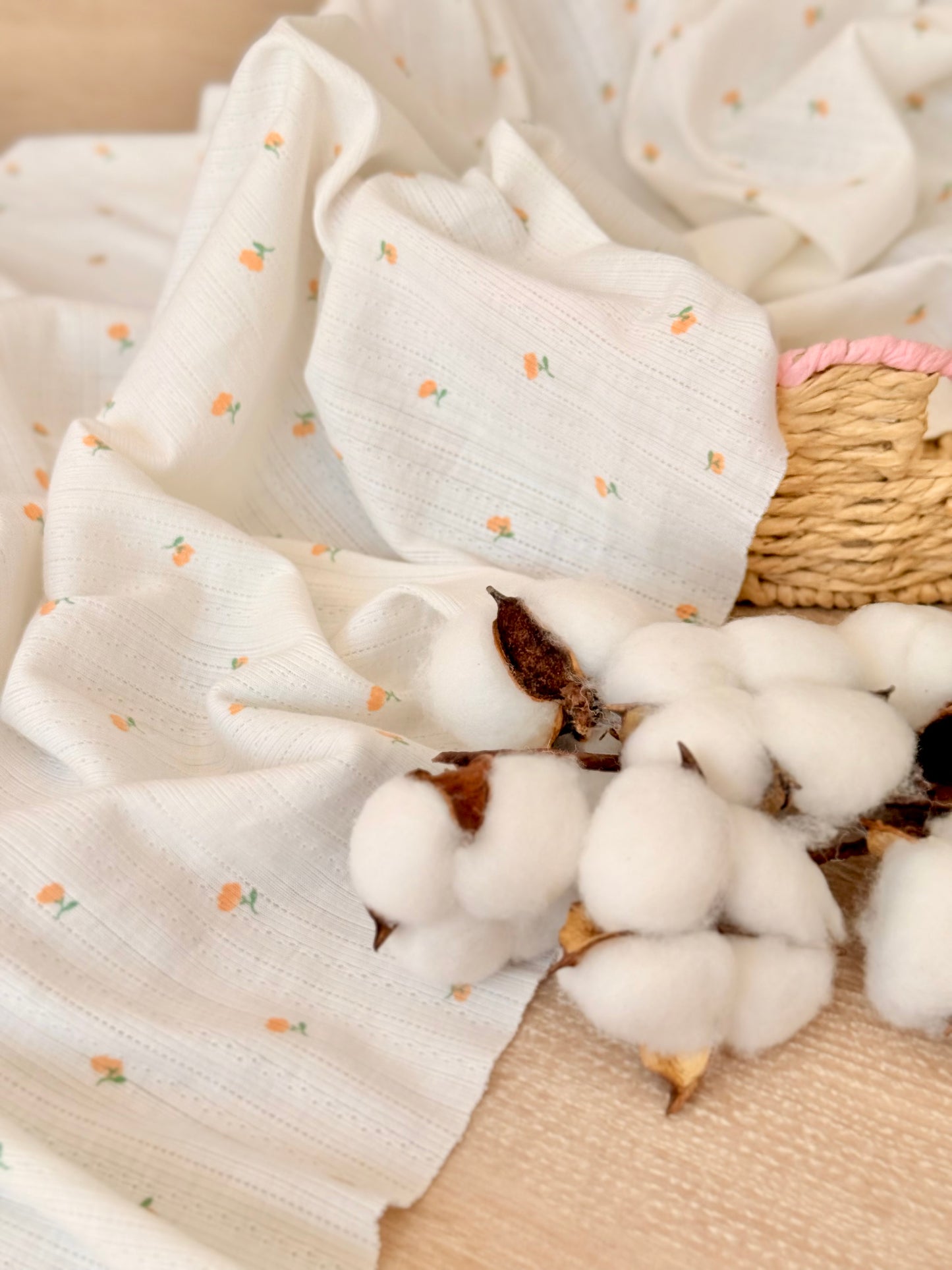 Printed Cotton Jersey Tiny Roses