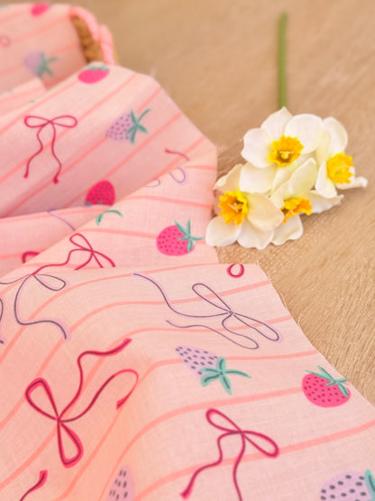Printed Cotton Strawberry Ribbons