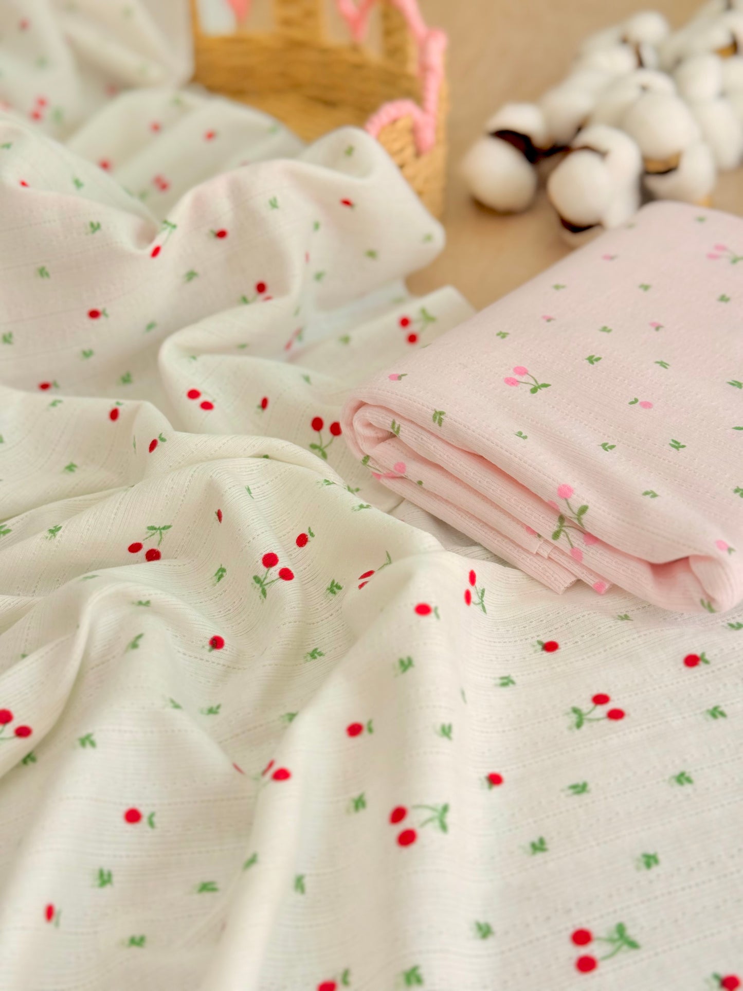 Printed Cotton Jersey Cherry Blossom