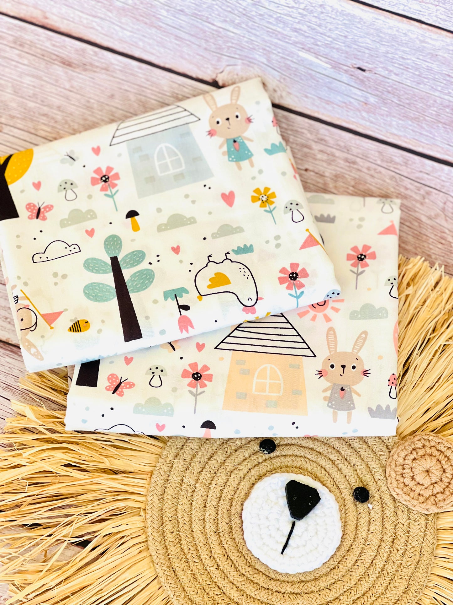 Cotton Twill Bunny Village