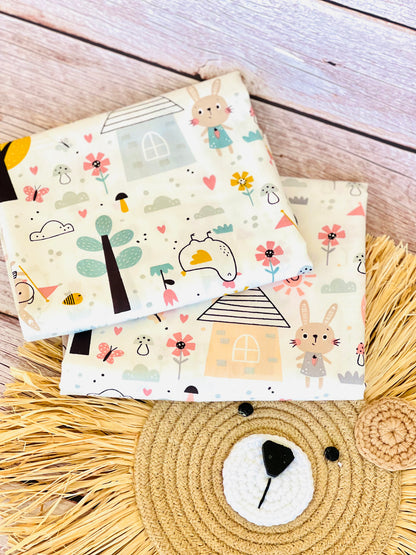 Cotton Twill Bunny Village