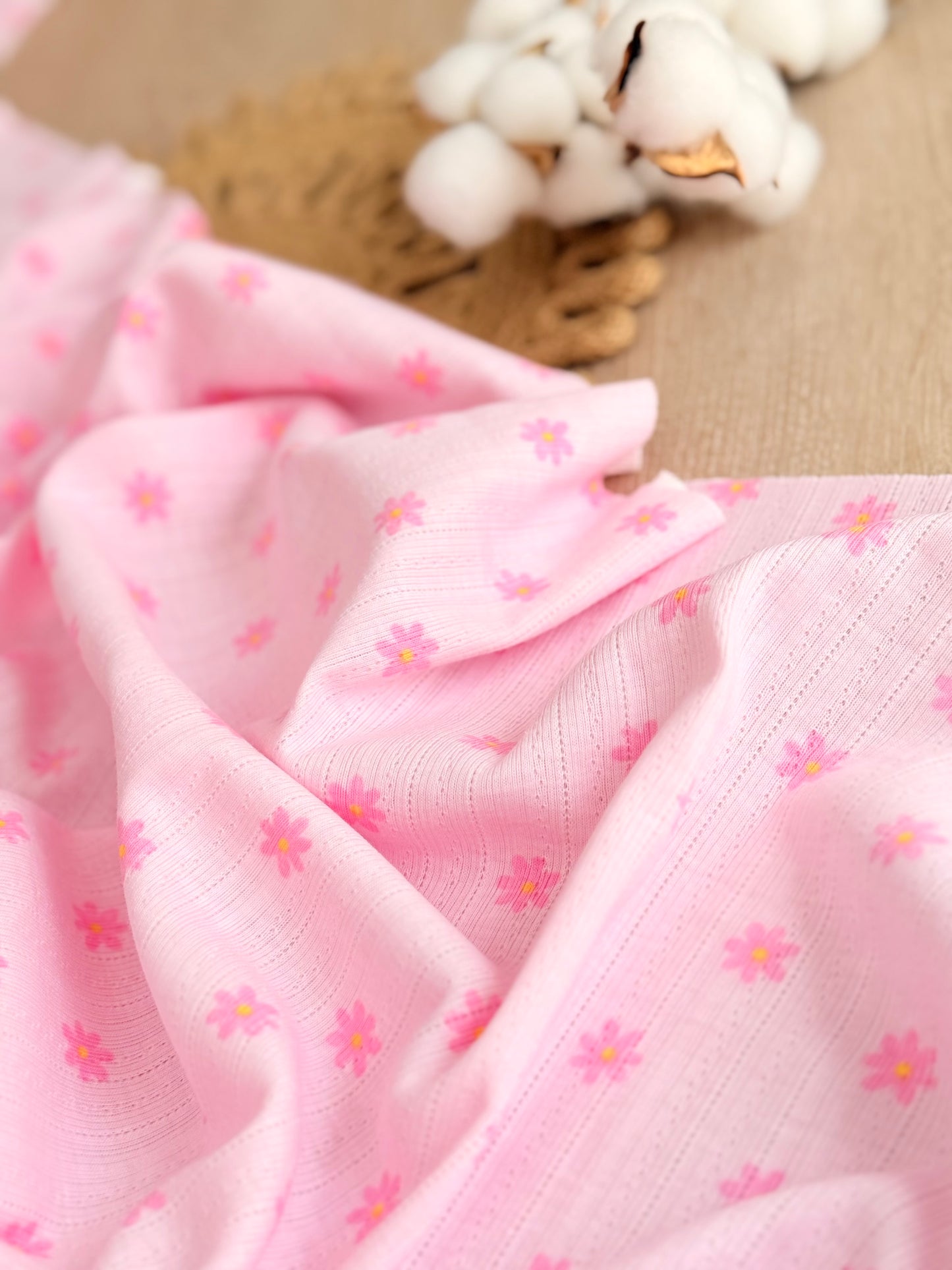 Printed Cotton Jersey Daisy Wishes