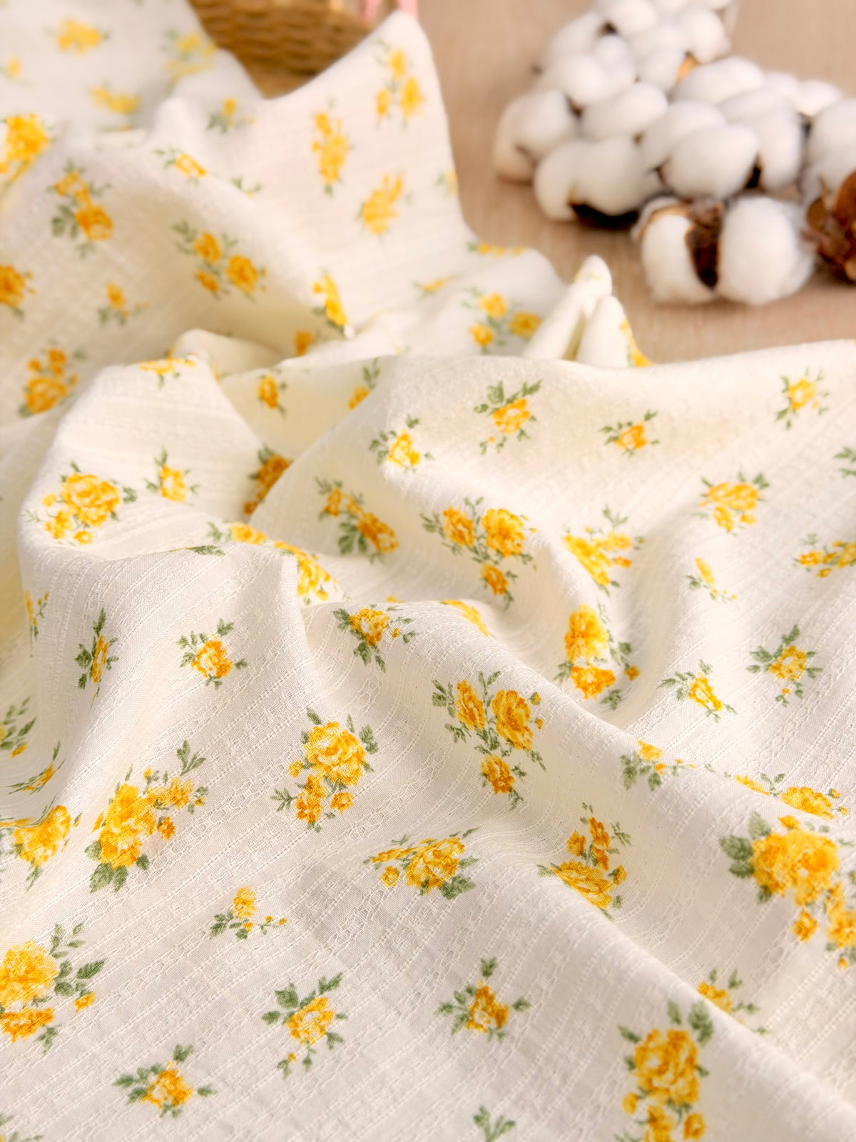 Embroidered Cotton Golden Rose