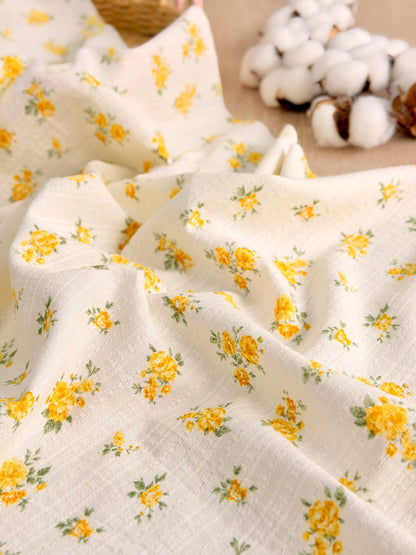 Embroidered Cotton Golden Rose