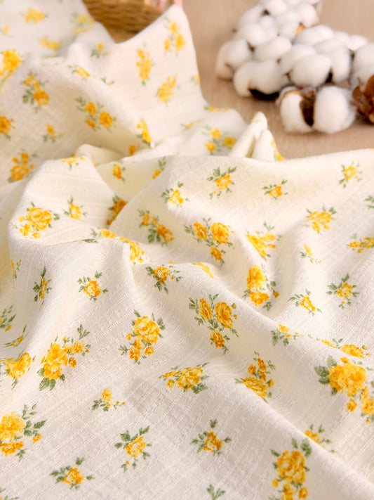 Embroidered Cotton Golden Rose