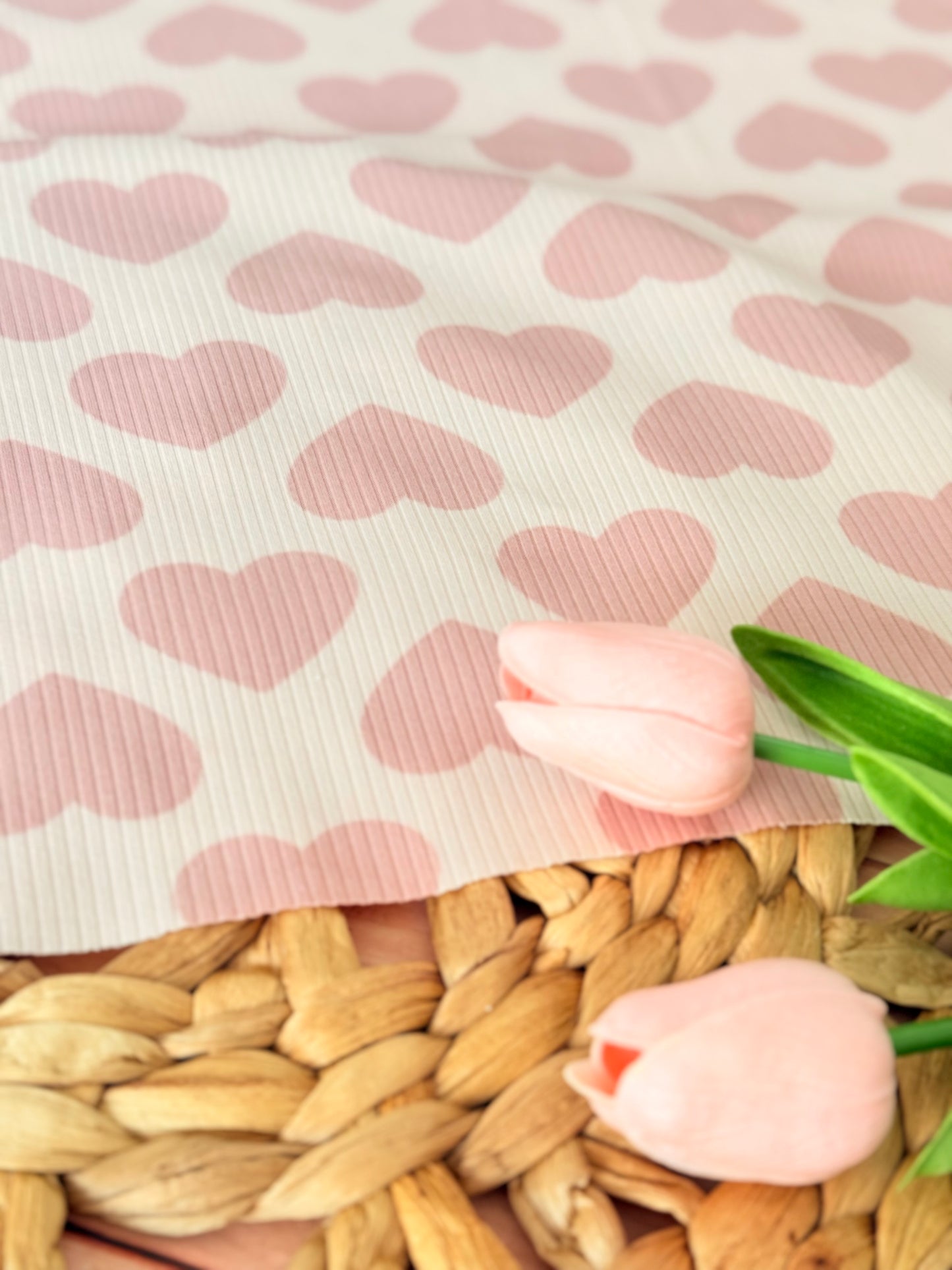 Printed Rib Pink Hearts Dream