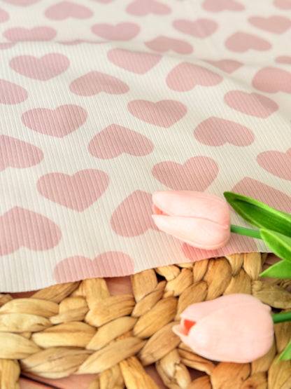 Printed Rib Pink Hearts Dream