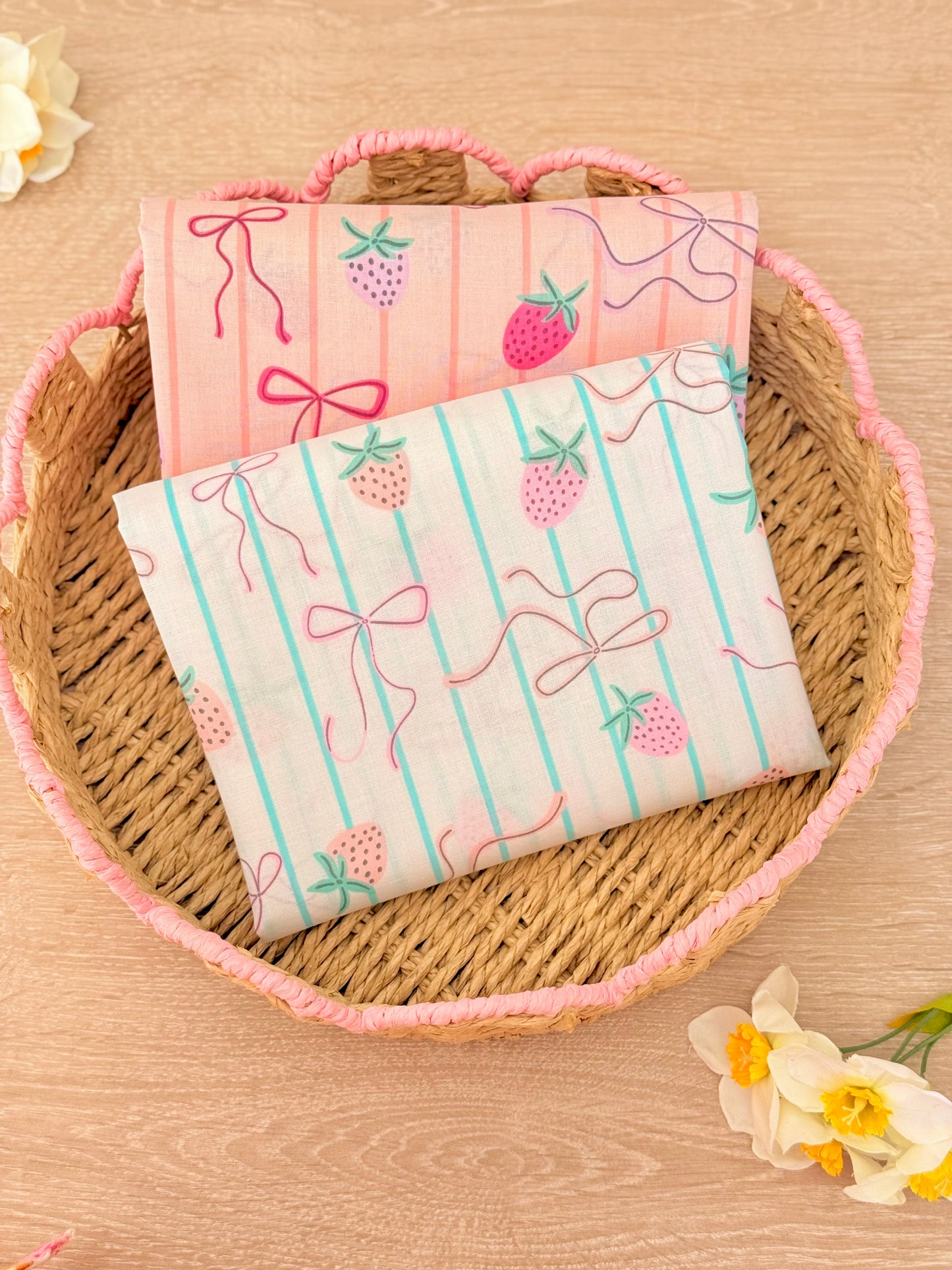 Printed Cotton Strawberry Ribbons