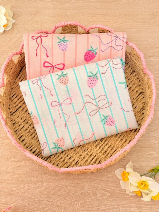 Printed Cotton Strawberry Ribbons