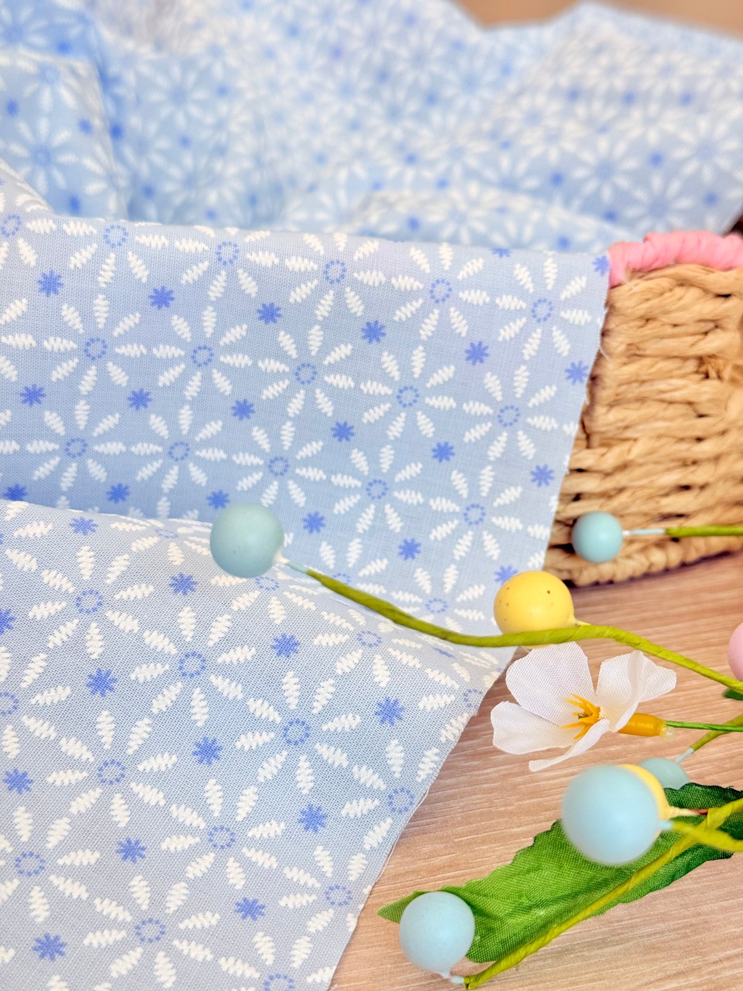 Puff Printed Cotton Blossom Grid