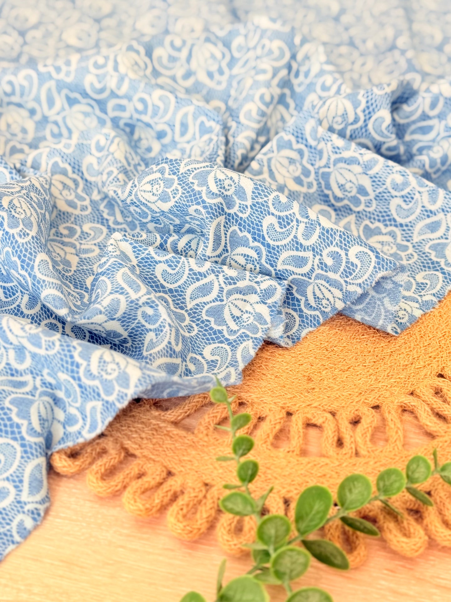 Printed Denim Blue Lace Garden