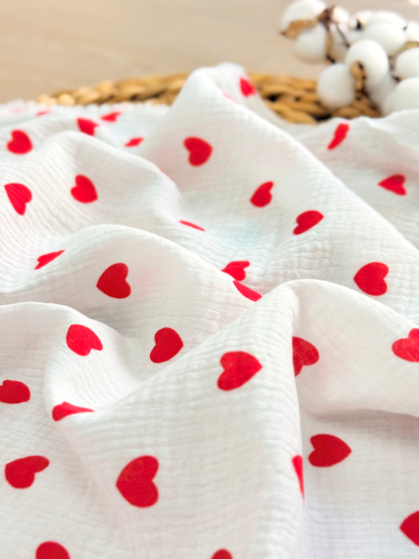 Muselina Red Hearts