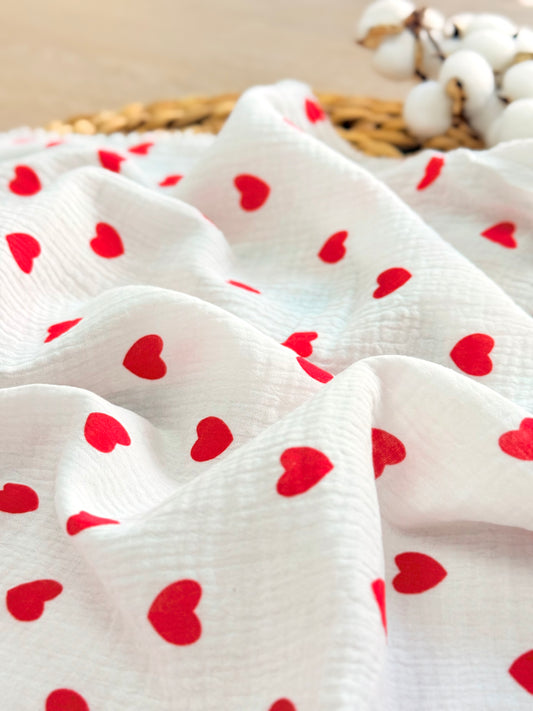 Muselina Red Hearts
