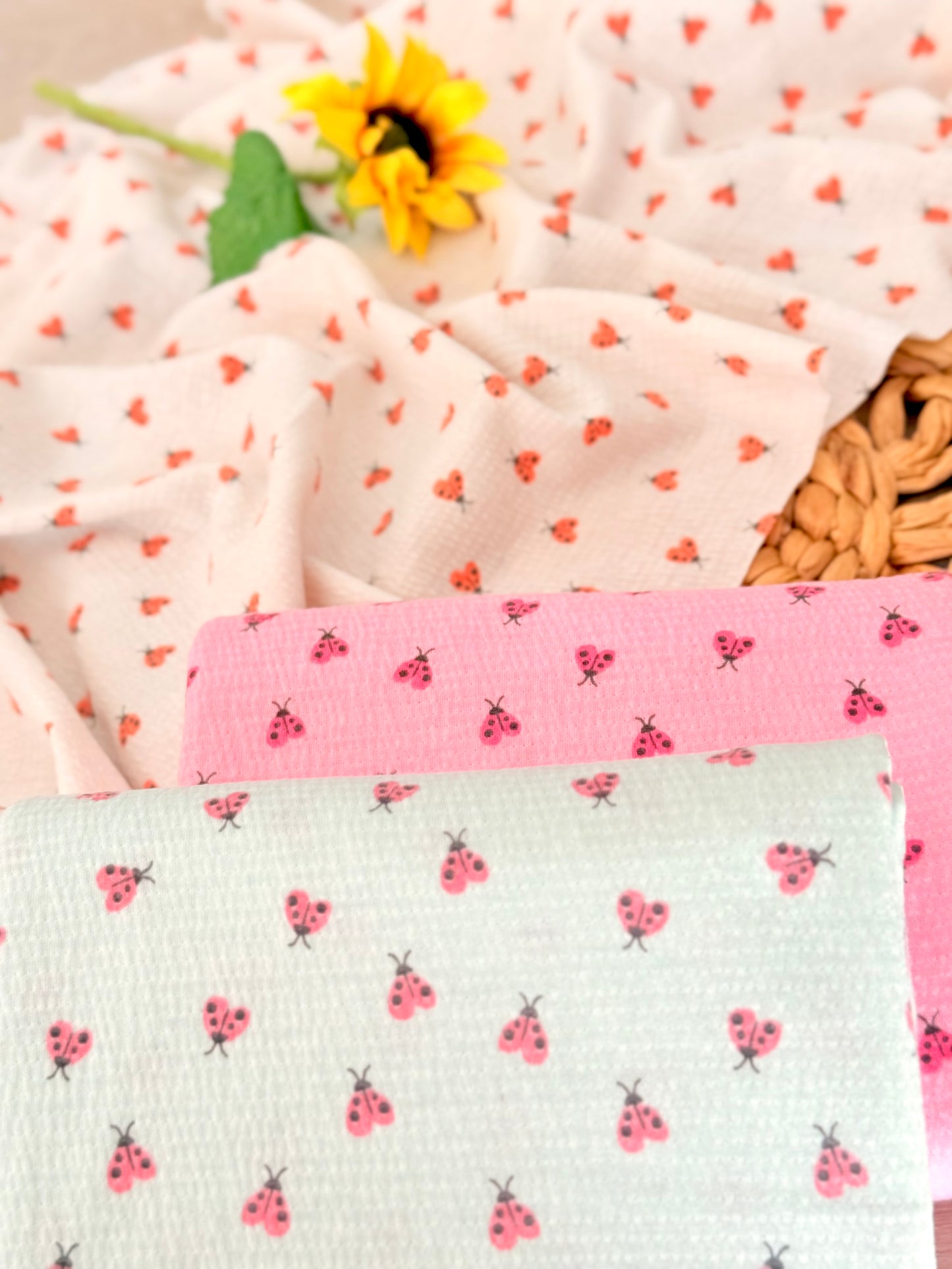 Knitted Seersucker Ladybug Garden