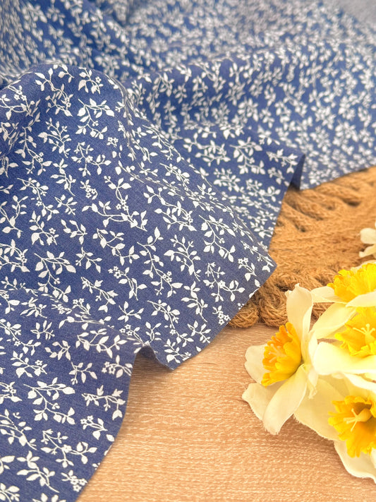 Printed Denim Blue Vines