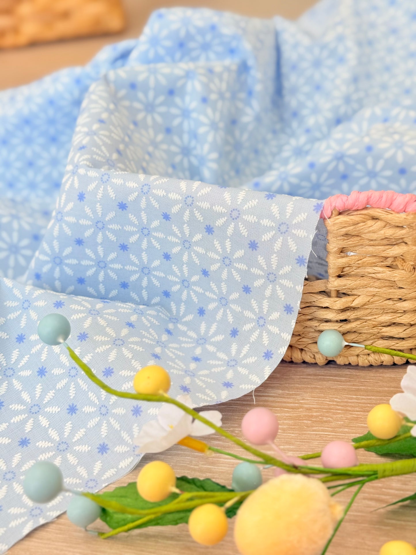 Puff Printed Cotton Blossom Grid