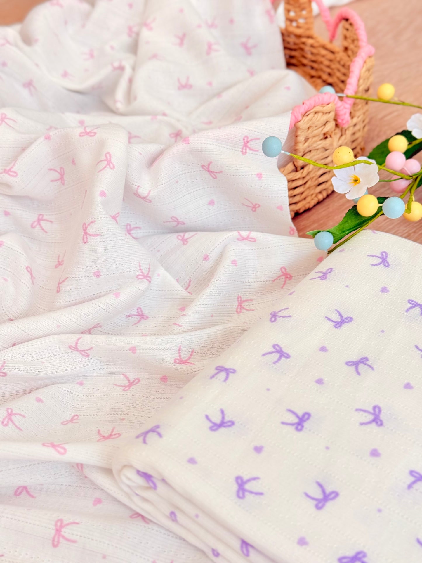 Printed Cotton Jersey Tiny Bows