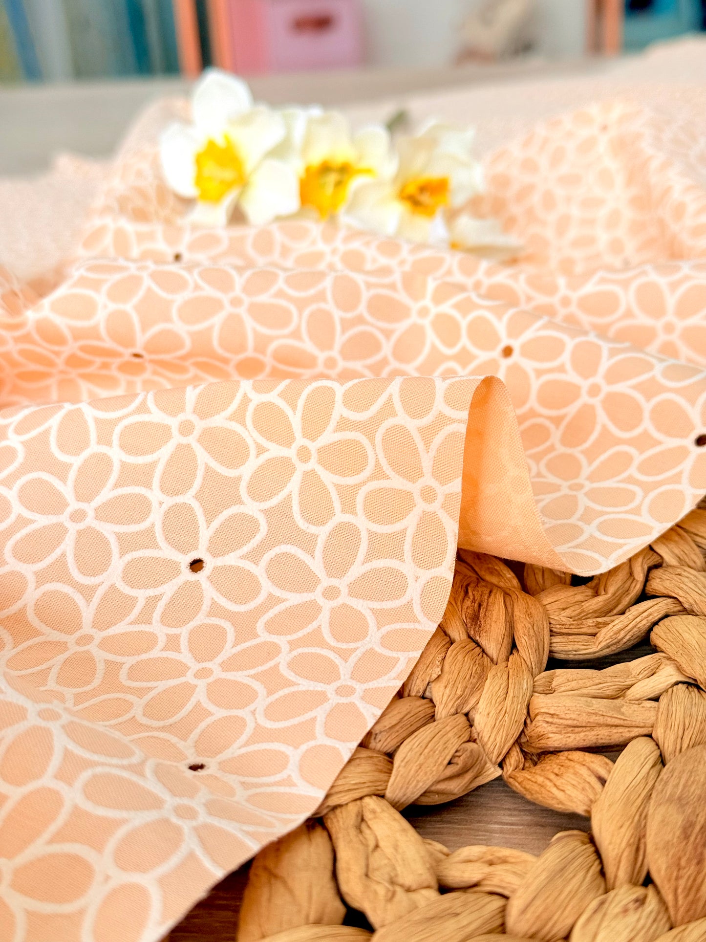 Printed Holl Out Cotton Spring Petals