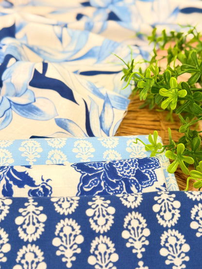Printed Linen Indigo Garden