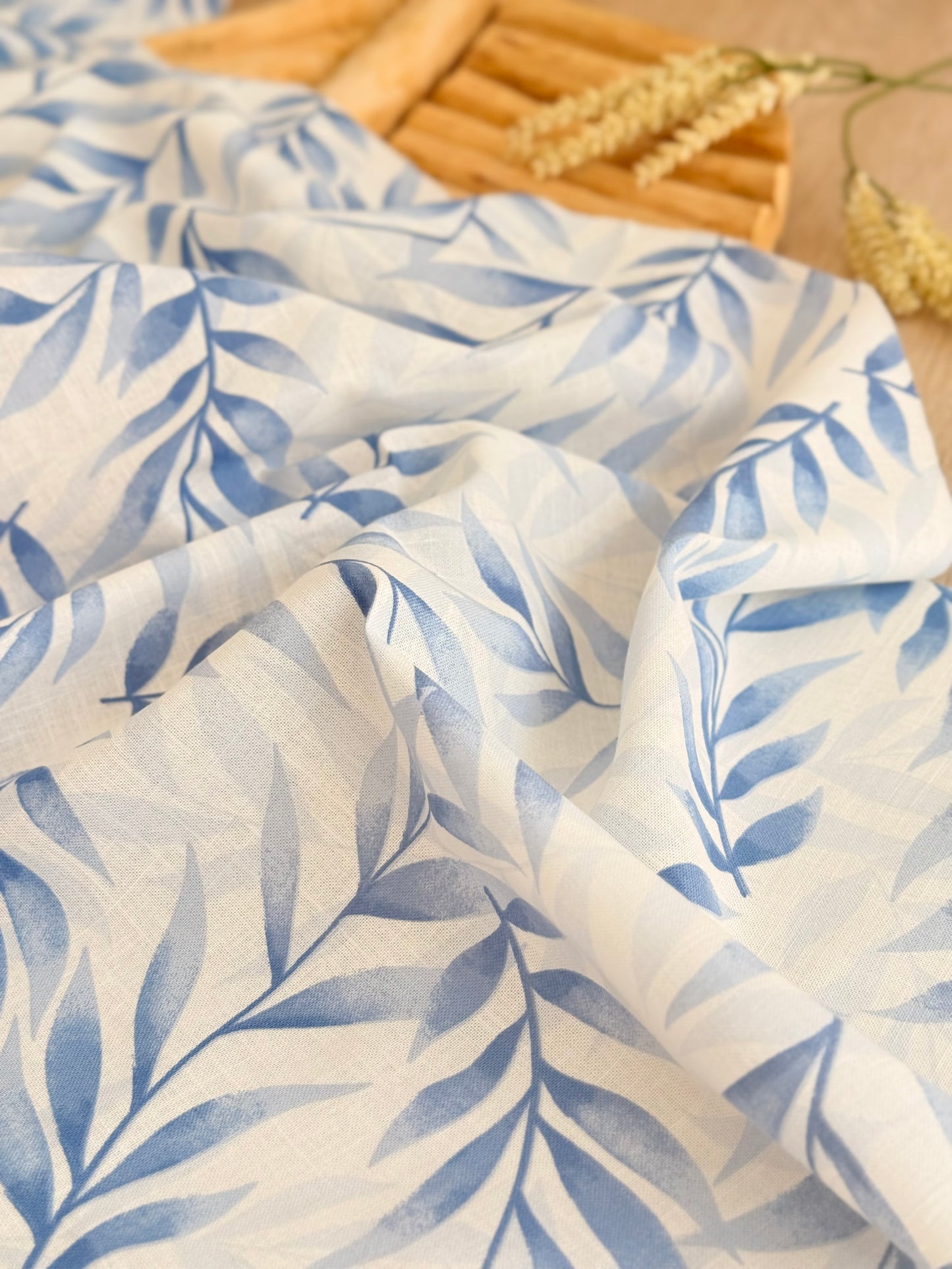 Printed Linen Blue Breeze