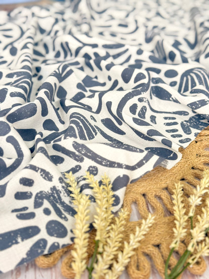 Printed Linen Slub Natural Shapes