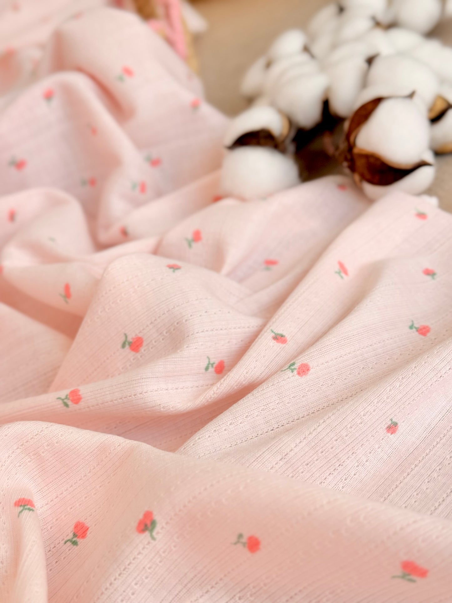 Printed Cotton Jersey Tiny Roses