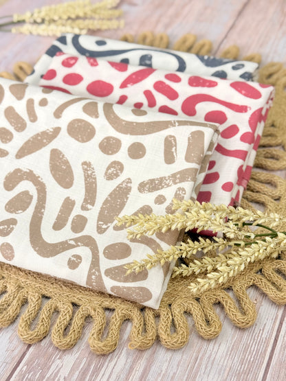 Printed Linen Slub Natural Shapes