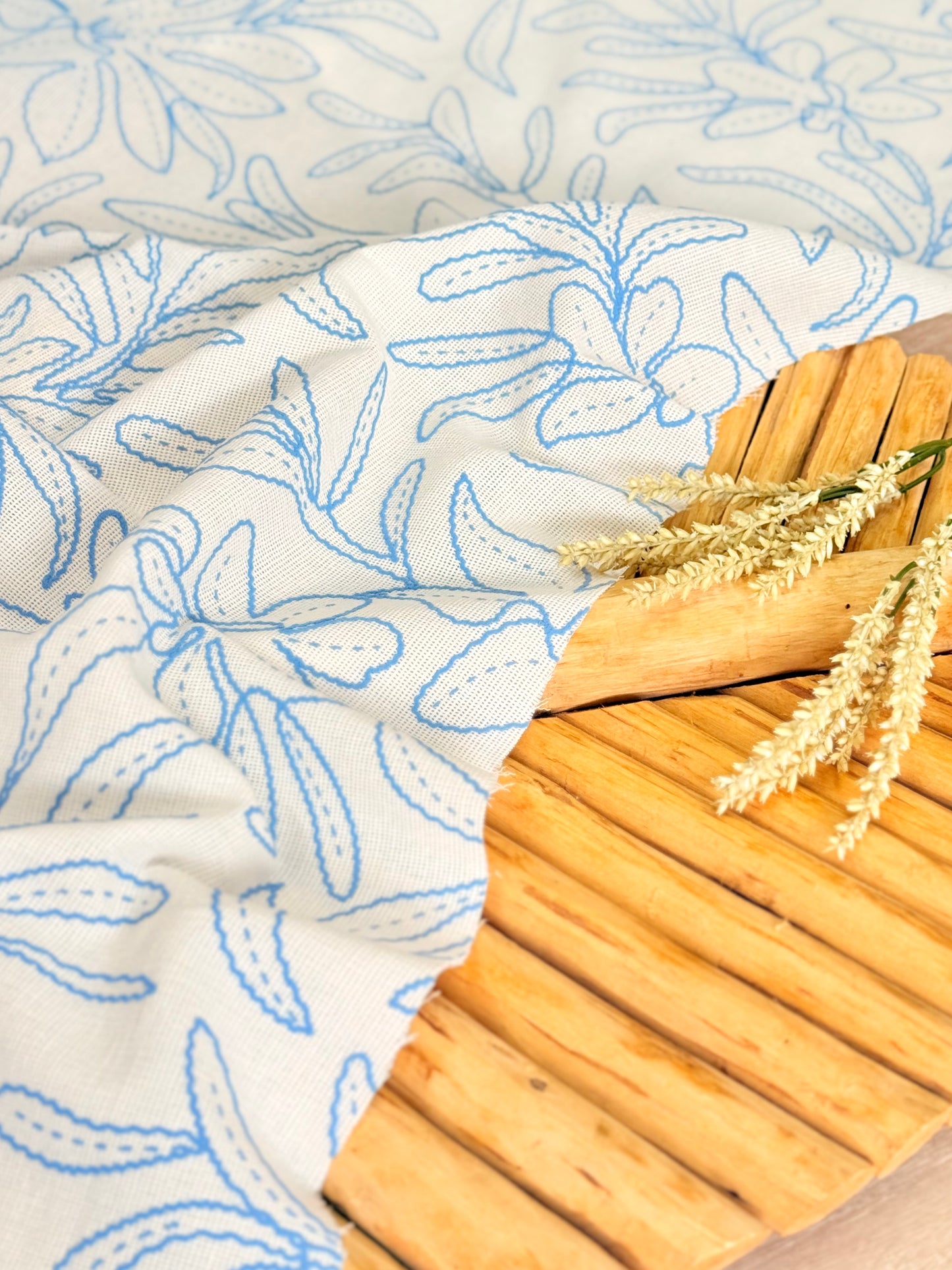 Artisanal Printed Linen Quiet Embroidery