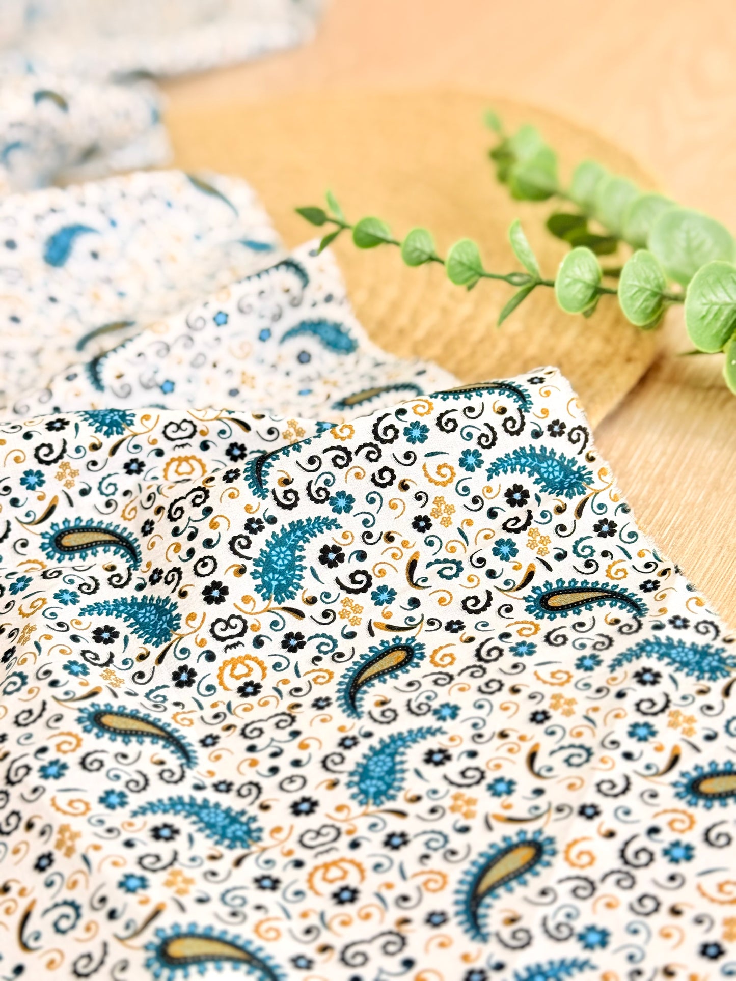 Printed Cotton Azure Paisley