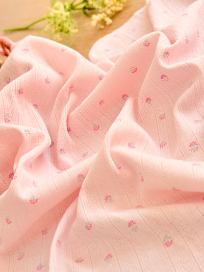 Printed Cotton Jersey Tiny Daisy Pink