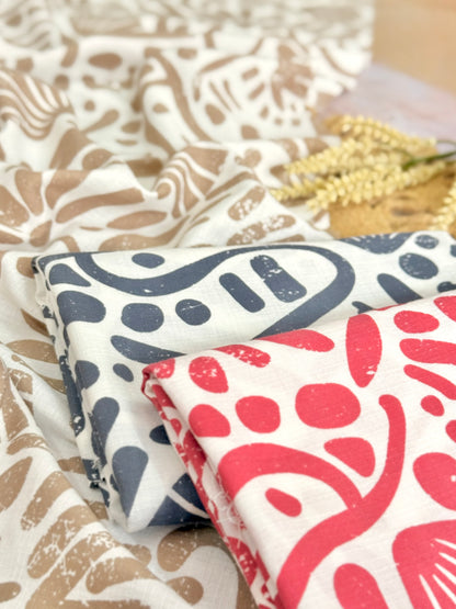 Printed Linen Slub Natural Shapes